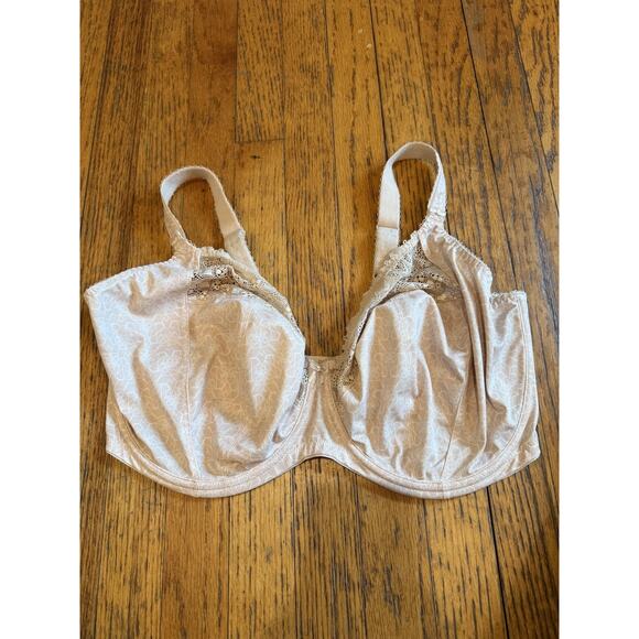 Elomi Bra Womens 38J UK Beige Lace Full Cup Underwire Geometric Print EL4340CAL - Picture 1 of 6